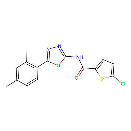 5-chloro-N-[5-(2,4-dimethylphenyl)-1,3,4-oxadiazol-2-yl]thiophene-2-carboxamide structure
