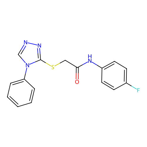 N-(4-fluorophenyl)-2-[(4-phenyl-1,2,4-triazol-3-yl)sulfanyl]acetamide structure