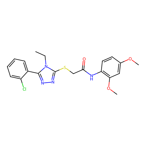 2-[[5-(2-chlorophenyl)-4-ethyl-1,2,4-triazol-3-yl]sulfanyl]-N-(2,4-dimethoxyphenyl)acetamide structure