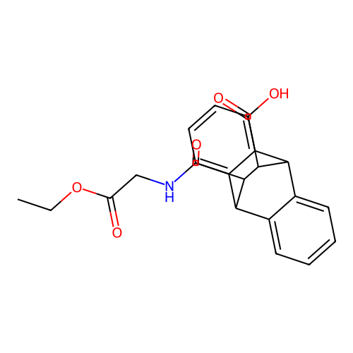 12-[(2-ethoxy-2-oxoethyl)carbamoyl]-9,10-dihydro-9,10-ethanoanthracene-11-carboxylic acid structure