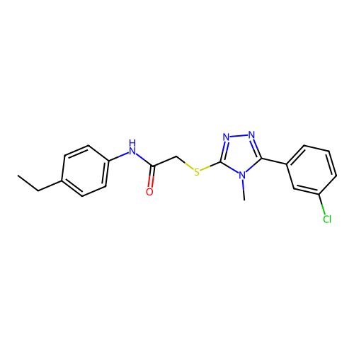 2-{[5-(3-chlorophenyl)-4-methyl-4H-1,2,4-triazol-3-yl]sulfanyl}-N-(4-ethylphenyl)acetamide structure