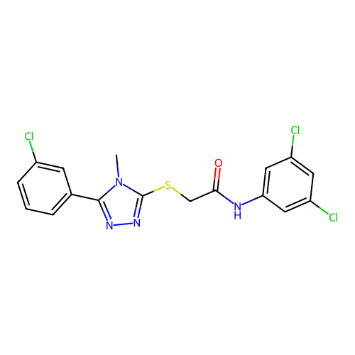 2-[[5-(3-chlorophenyl)-4-methyl-1,2,4-triazol-3-yl]sulfanyl]-N-(3,5-dichlorophenyl)acetamide structure