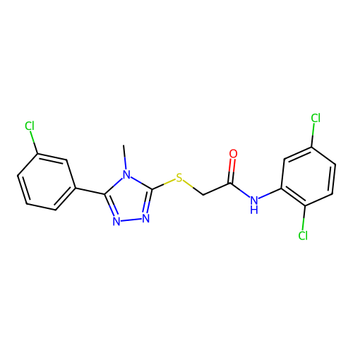 2-[[5-(3-chlorophenyl)-4-methyl-1,2,4-triazol-3-yl]sulfanyl]-N-(2,5-dichlorophenyl)acetamide structure
