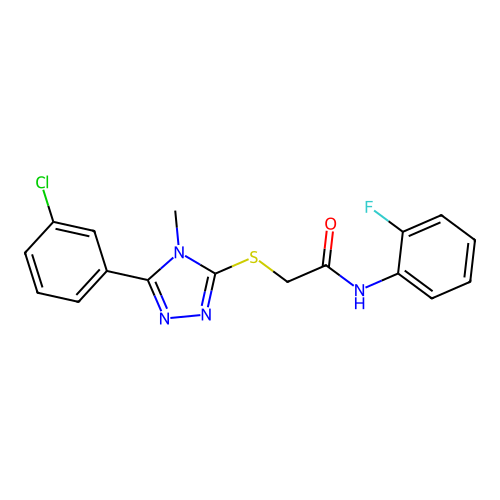 2-{[5-(3-chlorophenyl)-4-methyl-4H-1,2,4-triazol-3-yl]sulfanyl}-N-(2-fluorophenyl)acetamide structure