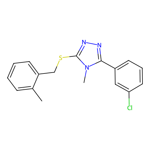 5-(3-Chlorophenyl)-4-methyl-3-[(2-methylphenyl)methylthio]-1,2,4-triazole structure