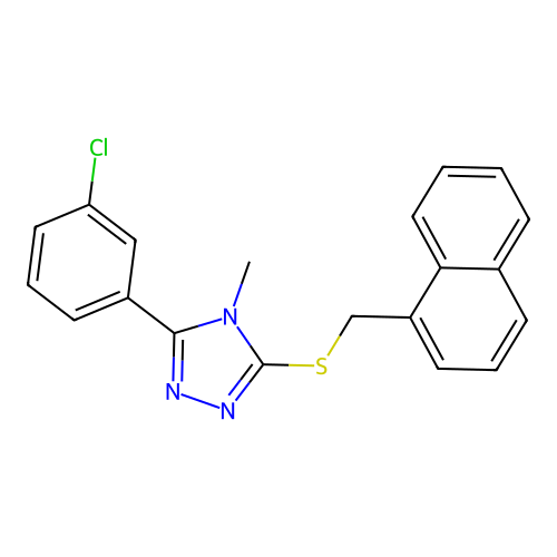 3-(3-chlorophenyl)-4-methyl-5-[(naphthalen-1-ylmethyl)sulfanyl]-4H-1,2,4-triazole structure