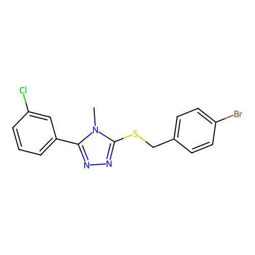 3-[(4-Bromophenyl)methylthio]-5-(3-chlorophenyl)-4-methyl-1,2,4-triazole structure
