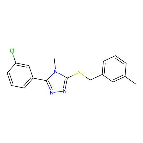 5-(3-Chlorophenyl)-4-methyl-3-[(3-methylphenyl)methylthio]-1,2,4-triazole structure