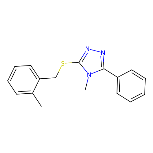 4-Methyl-3-[(2-methylphenyl)methylsulfanyl]-5-phenyl-1,2,4-triazole structure