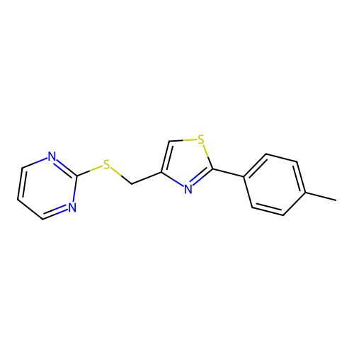 2-(4-Methylphenyl)-4-(pyrimidin-2-ylsulfanylmethyl)-1,3-thiazole structure