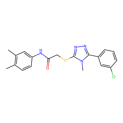 2-{[5-(3-chlorophenyl)-4-methyl-4H-1,2,4-triazol-3-yl]sulfanyl}-N-(3,4-dimethylphenyl)acetamide structure