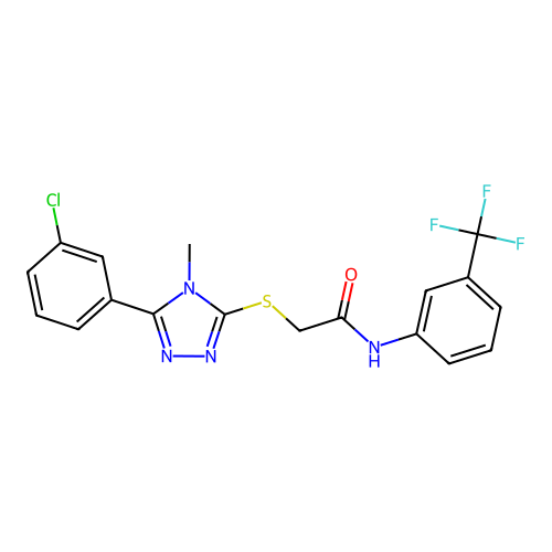 2-{[5-(3-chlorophenyl)-4-methyl-4H-1,2,4-triazol-3-yl]sulfanyl}-N-[3-(trifluoromethyl)phenyl]acetamide structure