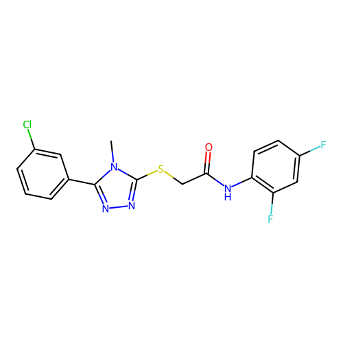 2-{[5-(3-chlorophenyl)-4-methyl-4H-1,2,4-triazol-3-yl]sulfanyl}-N-(2,4-difluorophenyl)acetamide structure