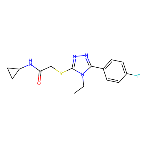 N-cyclopropyl-2-[[4-ethyl-5-(4-fluorophenyl)-1,2,4-triazol-3-yl]sulfanyl]acetamide structure