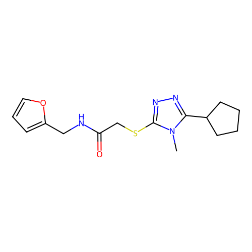 2-[(5-cyclopentyl-4-methyl-1,2,4-triazol-3-yl)sulfanyl]-N-(furan-2-ylmethyl)acetamide structure