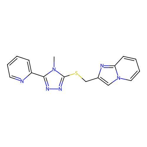 2-[(4-methyl-5-pyridin-2-yl-1,2,4-triazol-3-yl)sulfanylmethyl]imidazo[1,2-a]pyridine structure