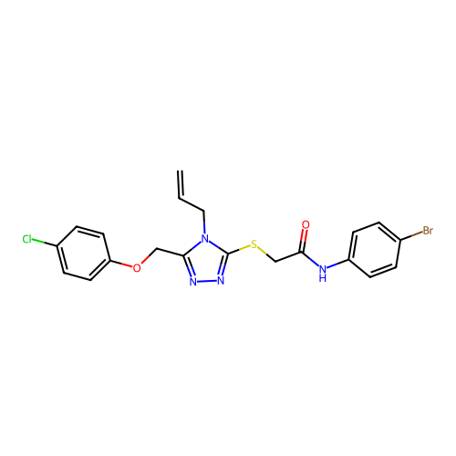 N-(4-bromophenyl)-2-({5-[(4-chlorophenoxy)methyl]-4-(prop-2-en-1-yl)-4H-1,2,4-triazol-3-yl}sulfanyl)acetamide structure