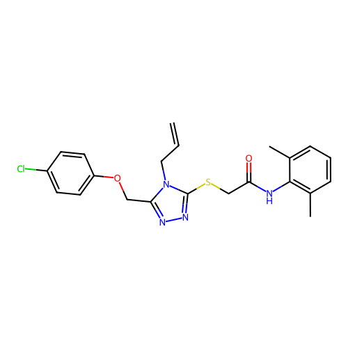 2-((4-allyl-5-((4-chlorophenoxy)methyl)-4H-1,2,4-triazol-3-yl)thio)-N-(2,6-dimethylphenyl)acetamide structure