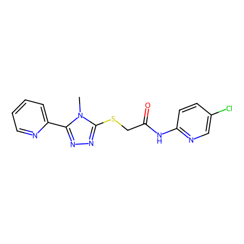 N-(5-chloropyridin-2-yl)-2-[(4-methyl-5-pyridin-2-yl-1,2,4-triazol-3-yl)sulfanyl]acetamide structure