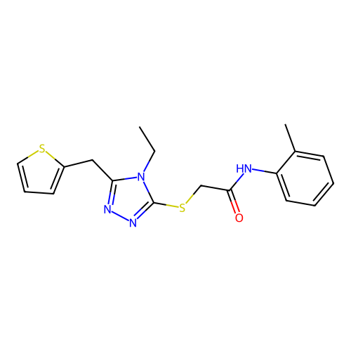 2-{[4-ethyl-5-(thiophen-2-ylmethyl)-4H-1,2,4-triazol-3-yl]sulfanyl}-N-(2-methylphenyl)acetamide structure