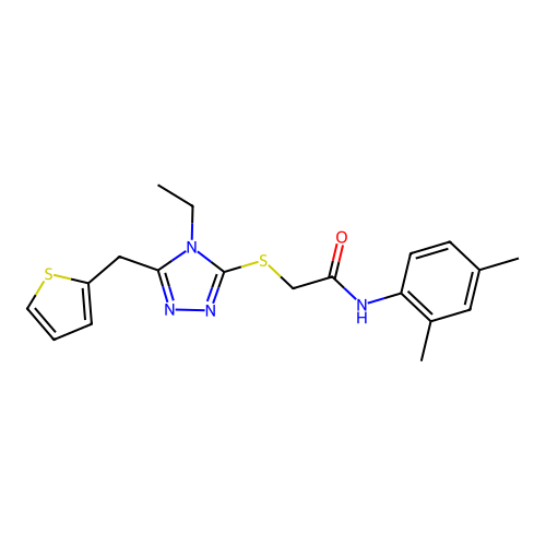 N-(2,4-dimethylphenyl)-2-((4-ethyl-5-(thiophen-2-ylmethyl)-4H-1,2,4-triazol-3-yl)thio)acetamide structure