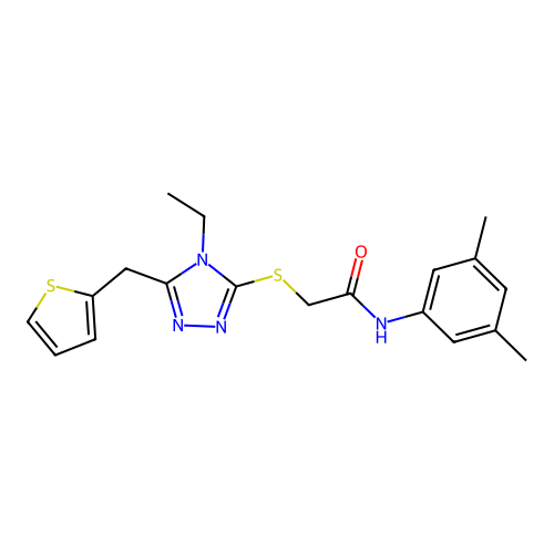 N-(3,5-dimethylphenyl)-2-{[4-ethyl-5-(thiophen-2-ylmethyl)-4H-1,2,4-triazol-3-yl]sulfanyl}acetamide structure