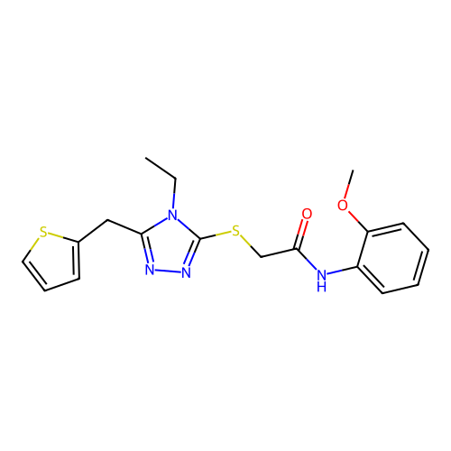 2-{[4-ethyl-5-(thiophen-2-ylmethyl)-4H-1,2,4-triazol-3-yl]sulfanyl}-N-(2-methoxyphenyl)acetamide structure