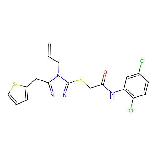 N-(2,5-dichlorophenyl)-2-{[4-(prop-2-en-1-yl)-5-(thiophen-2-ylmethyl)-4H-1,2,4-triazol-3-yl]sulfanyl}acetamide structure
