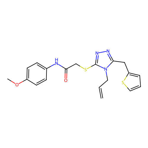 N-(4-methoxyphenyl)-2-{[4-(prop-2-en-1-yl)-5-(thiophen-2-ylmethyl)-4H-1,2,4-triazol-3-yl]sulfanyl}acetamide structure
