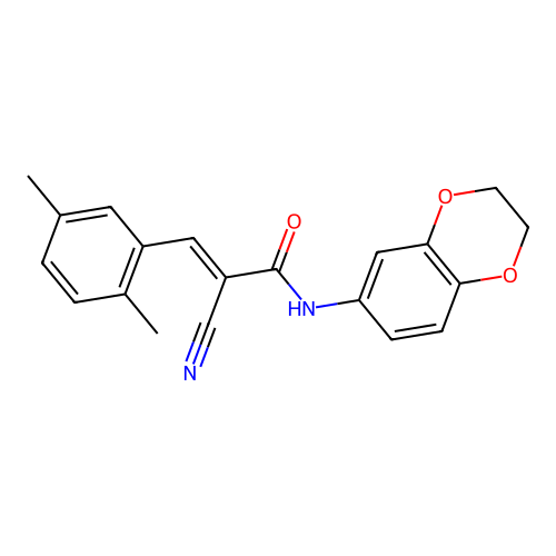 (E)-2-cyano-N-(2,3-dihydro-1,4-benzodioxin-6-yl)-3-(2,5-dimethylphenyl)prop-2-enamide structure