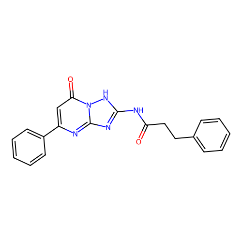 N-(7-hydroxy-5-phenyl[1,2,4]triazolo[1,5-a]pyrimidin-2-yl)-3-phenylpropanamide structure
