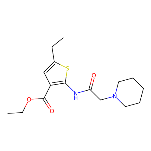 Ethyl 5-ethyl-2-(2-piperidylacetylamino)thiophene-3-carboxylate structure