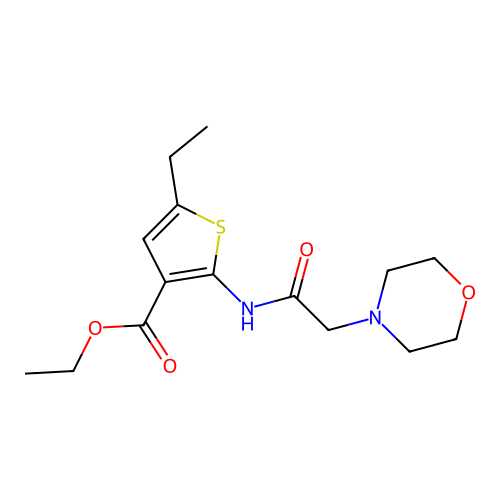 Ethyl 5-ethyl-2-(2-morpholin-4-ylacetylamino)thiophene-3-carboxylate structure