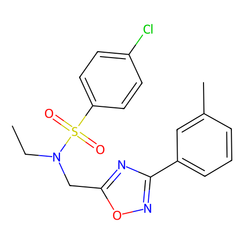 4-chloro-N-ethyl-N-((3-(m-tolyl)-1,2,4-oxadiazol-5-yl)methyl)benzenesulfonamide structure