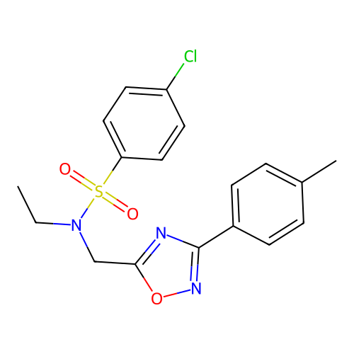 4-chloro-N-ethyl-N-((3-(p-tolyl)-1,2,4-oxadiazol-5-yl)methyl)benzenesulfonamide structure
