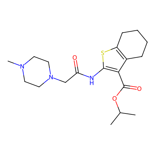 isopropyl 2-(2-(4-methylpiperazin-1-yl)acetamido)-4,5,6,7-tetrahydrobenzo[b]thiophene-3-carboxylate structure