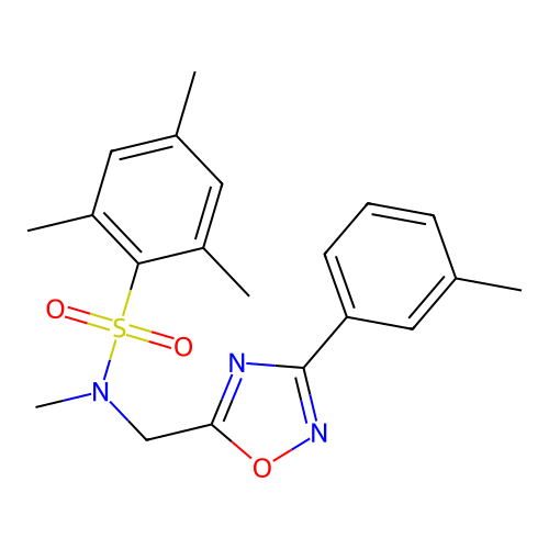 N,2,4,6-tetramethyl-N-((3-(m-tolyl)-1,2,4-oxadiazol-5-yl)methyl)benzenesulfonamide structure