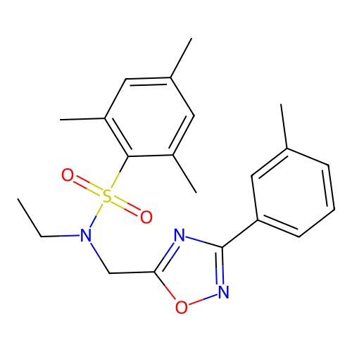 N-ethyl-2,4,6-trimethyl-N-((3-(m-tolyl)-1,2,4-oxadiazol-5-yl)methyl)benzenesulfonamide structure