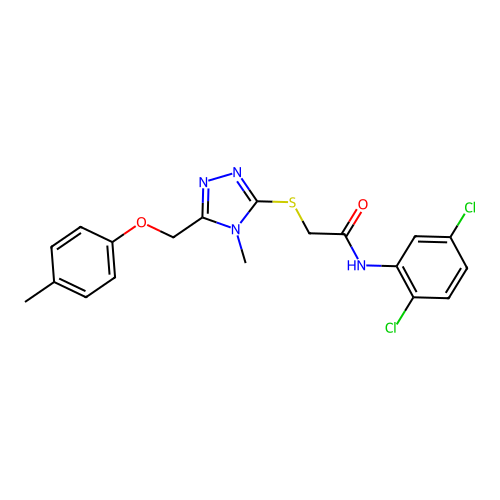 N-(2,5-Dichlorophenyl)-2-[[4-methyl-5-[(4-methylphenoxy)methyl]-4H-1,2,4-triazol-3-yl]thio]acetamide structure