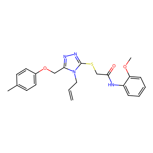 2-((4-allyl-5-((p-tolyloxy)methyl)-4H-1,2,4-triazol-3-yl)thio)-N-(2-methoxyphenyl)acetamide structure