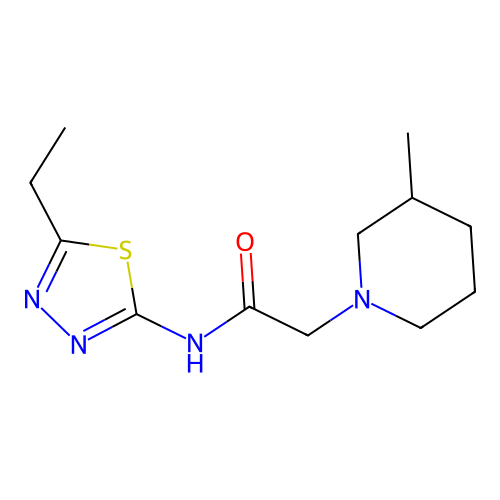 N-(5-ethyl-1,3,4-thiadiazol-2-yl)-2-(3-methylpiperidin-1-yl)acetamide structure