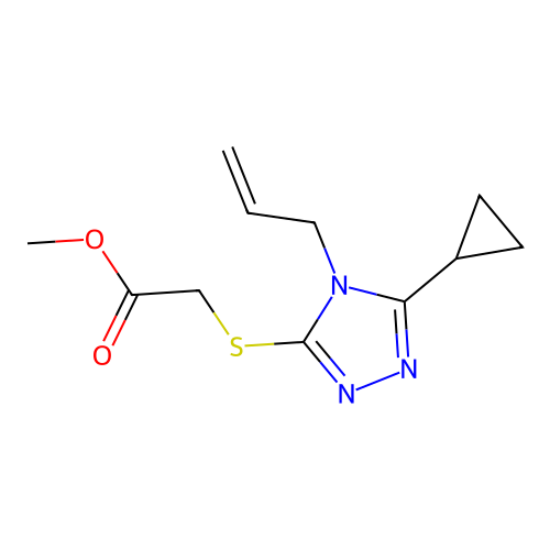 Methyl 2-(5-cyclopropyl-4-prop-2-enyl-1,2,4-triazol-3-ylthio)acetate structure