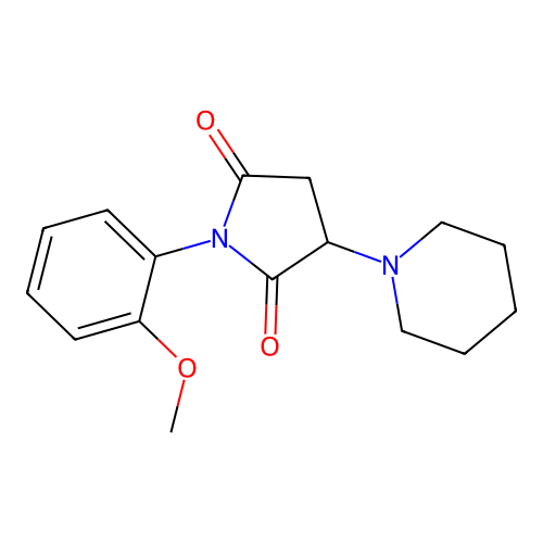 2,5-Pyrrolidinedione, 1-(2-methoxyphenyl)-3-(1-piperidinyl)- structure
