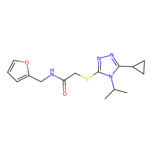 2-[(5-cyclopropyl-4-propan-2-yl-1,2,4-triazol-3-yl)sulfanyl]-N-(furan-2-ylmethyl)acetamide structure