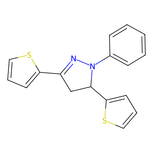 1H-Pyrazole, 4,5-dihydro-1-phenyl-3,5-dithienyl- structure