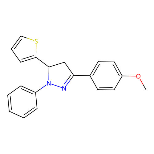 1H-Pyrazole, 4,5-dihydro-3-(4-methoxyphenyl)-1-phenyl-5-(2-thienyl)- structure