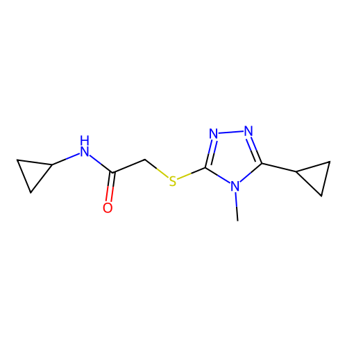 N-cyclopropyl-2-[(5-cyclopropyl-4-methyl-1,2,4-triazol-3-yl)sulfanyl]acetamide structure
