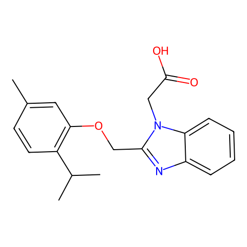 {2-[(2-isopropyl-5-methylphenoxy)methyl]-1H-benzimidazol-1-yl}acetic acid structure