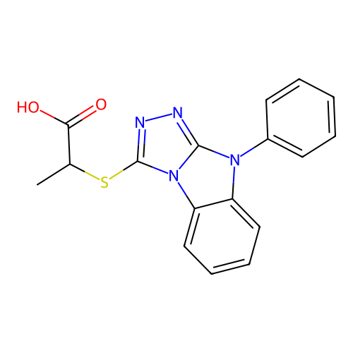 2-[(9-Phenyl-9H-[1,2,4]triazolo[4,3-a]-benzimidazol-3-yl)thio]propanoic acid structure
