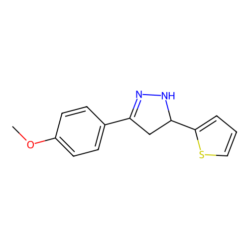 1H-Pyrazole, 4,5-dihydro-3-(4-methoxyphenyl)-5-(thienyl)- structure